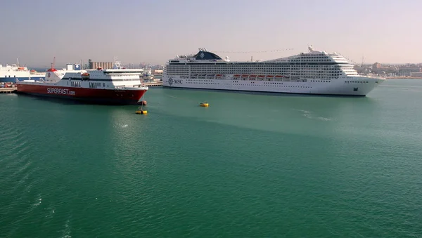 Ferry Ship Superfast Cruise Ship Msc Musica Docked Port Bari — 图库照片