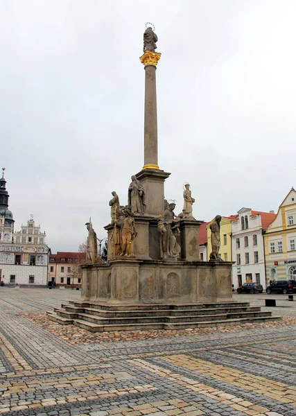 Mariensäule Auf Dem Masaryk Platz Stribro Tschechische Republik Januar 2020 — Stockfoto