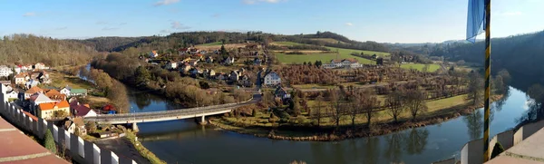 捷克共和国Cesky Sternberk萨萨瓦河弯道全景 2020年1月10日 — 图库照片