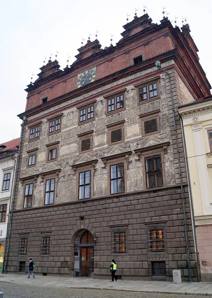 Şehrin Merkezindeki Cumhuriyet Meydanı Ndaki Rönesans Belediye Binası Pilsen Plzen — Stok fotoğraf
