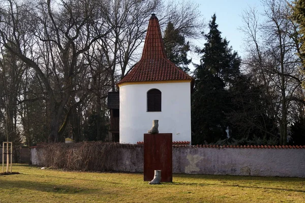 Scultura Strada Antica Cappella Pisek Repubblica Ceca Dicembre 2019 — Foto Stock