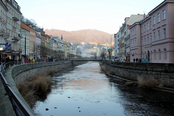 Řeka Teplá Areálu Města Karlovy Vary Ledna 2020 — Stock fotografie