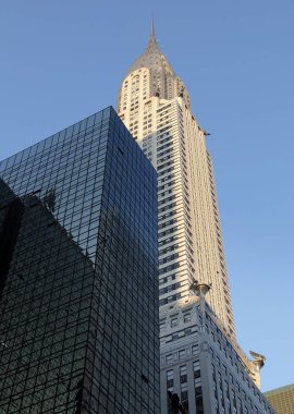 Chrysler Building, upper part of the facade, view from the 42nd Street, New York, NY, USA - April 19, 2012