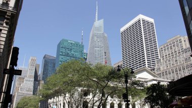 Skyscrapers in Midtown around Bryant Park, New York, NY, USA - April 19, 2012