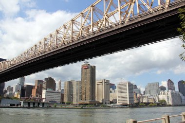 Queensboro Bridge over East River, view of the East Side in Manhattan from Roosevelt Island, New York, NY, USA - August 18, 2012