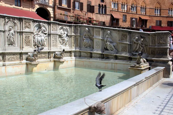 Fonte Gaia Fonte Monumental Localizada Piazza Del Campo Centro Siena — Fotografia de Stock