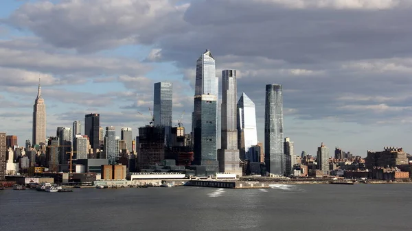 Manhattan West Side Nabrzeże Empire State Building Drapacze Chmur Hudson — Zdjęcie stockowe
