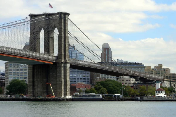 Brooklyn Side Brooklyn Bridge Waterfront View Nueva York Usa Septiembre — Foto de Stock