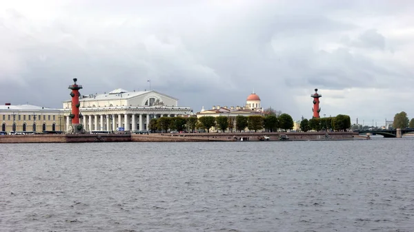 Split Vasilievsky Island Strelka View Palace Embankment Neva River Petersburg — Stock Photo, Image