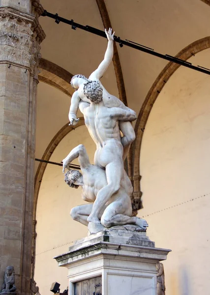 Egyik Szobor Loggia Dei Lanzi Piazza Della Signoria Firenze Olaszország — Stock Fotó