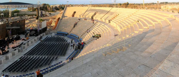 Vorbereitung Einer Aufführung Rekonstruierten Römischen Theater Des Antiken Caesarea Maritima — Stockfoto