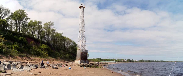 Pobřežní Navigační Věž Princes Bay Rybáři Pláži Staten Island Usa — Stock fotografie