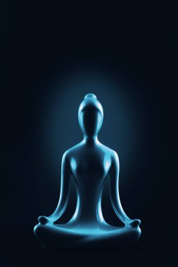 Yoga ve meditasyonun arka planı mavi tonda ve koyu tonda