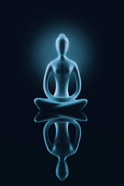 Fundo de ioga e meditação em tom azul e backgrou escuro — Fotografia de Stock