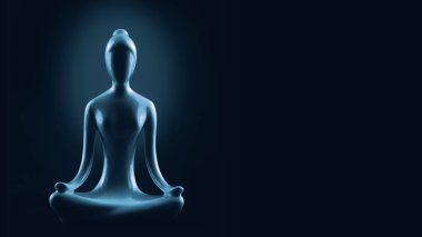 Yoga ve meditasyonun arka planı mavi tonda ve koyu tonda