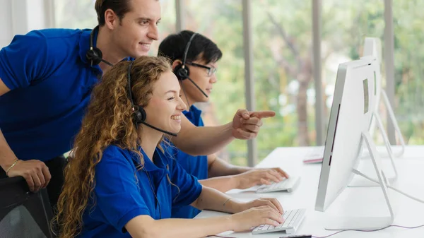 customer service and call center agents are on training by call center supervisor at customer service and call center operation center