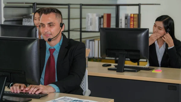 help desk and call center agent working at customer service operation center