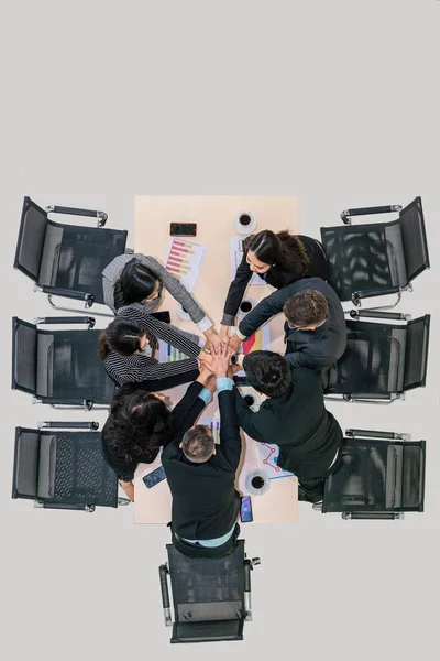 Fundo Negócios Empresários Celebrar Sucesso Mostrar Trabalho Equipe Empilhando Mãos — Fotografia de Stock