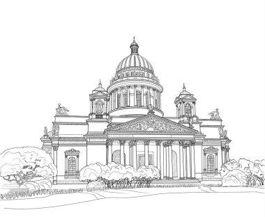 Sketch of the Cathedral in St. Petersburg clipart
