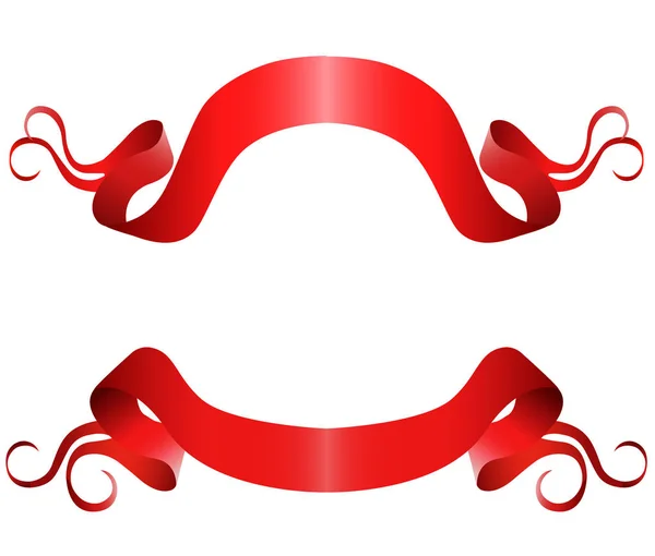 Two red ribbons — Stock Vector