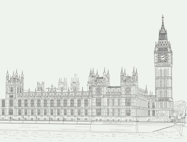 Dibuja el palacio de Westminster — Vector de stock
