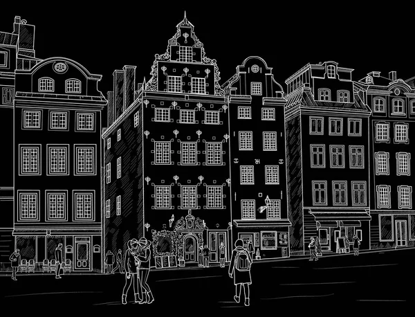 Sketch Stortorget à Stockholm — Image vectorielle