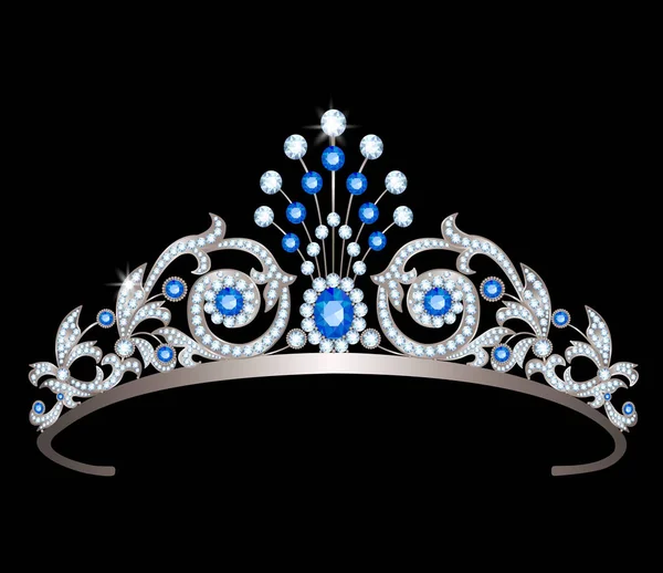 Tiara con zaffiri — Vettoriale Stock