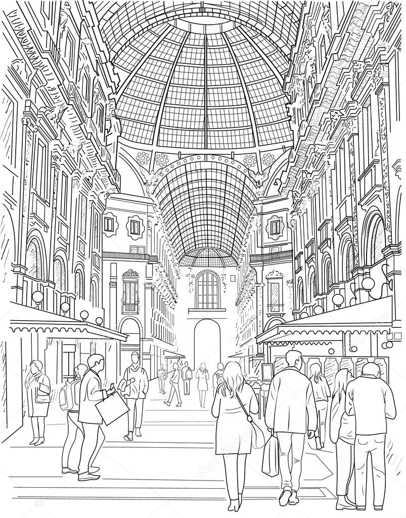Sketch of the shopping gallery