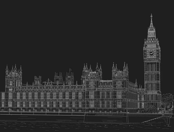 Dibuja el palacio de Westminster — Vector de stock