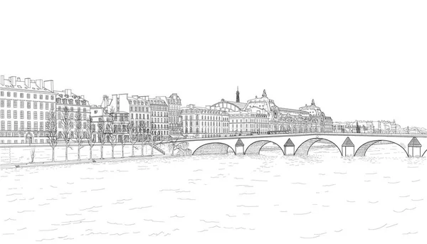 Skiss över Seine vallen — Stock vektor