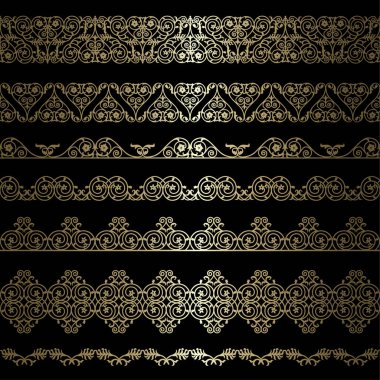 Siyah zemin üzerine altın kenarlık kümesi