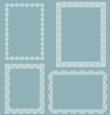 İzole gri arka plan üzerinde beyaz çerçeve kümesi