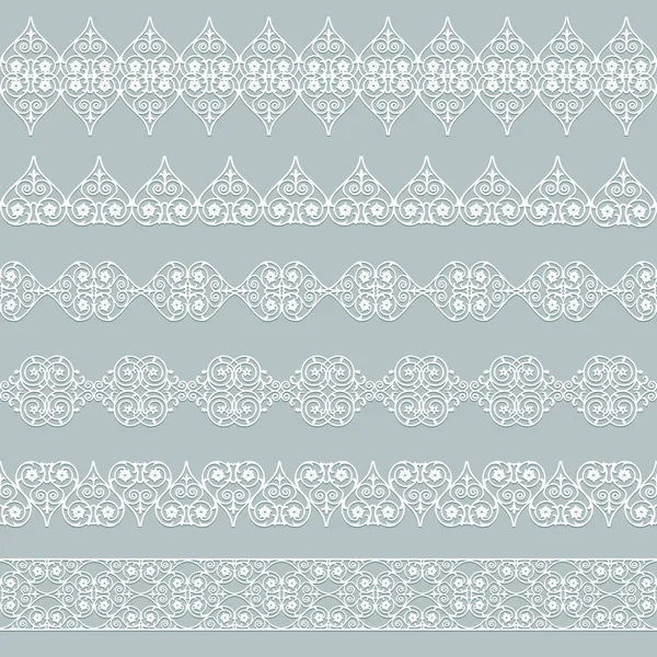 Conjunto Bordes Blancos Sobre Fondo Gris — Vector de stock