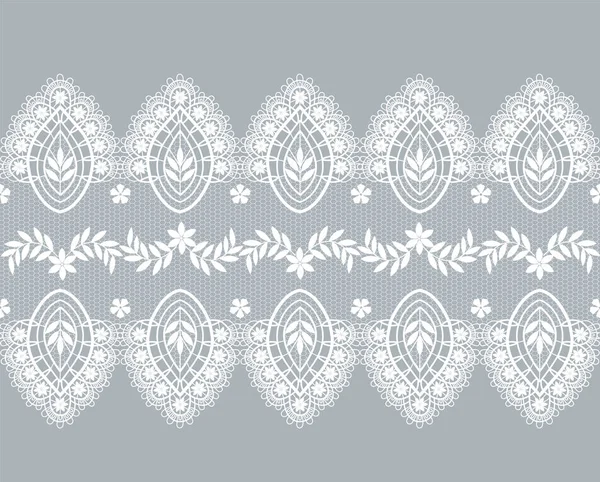 Bordure Dentelle Blanche Avec Motif Floral Sur Fond Gris — Photo