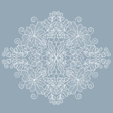 gri bir arka plan üzerinde beyaz dantel çiçek modeli