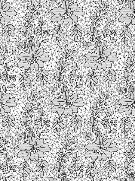 Çiçek Desenli Beyaz Bir Arka Planda Kesintisiz Siyah Dantel — Stok fotoğraf