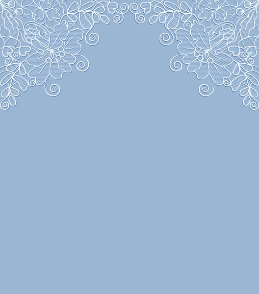 Білий Мереживний Квітковий Візерунок Синьому Фоні Простір Тексту — стокове фото