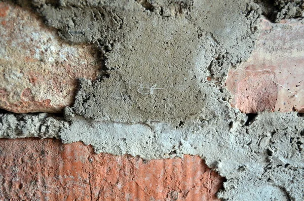 Achtergrond van oranje baksteen muur cement — Stockfoto