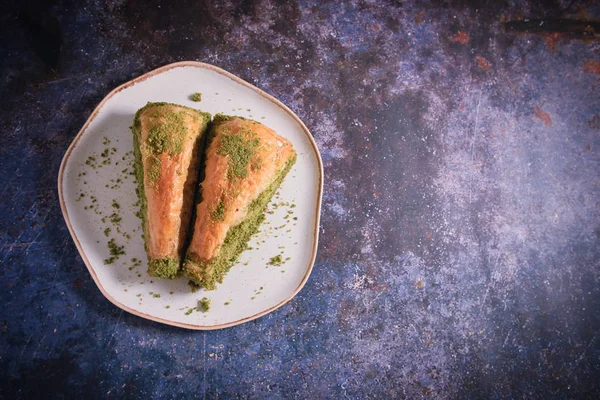 Pistazien Türkisch Baklava Havuc Dilimi Traditionelle Türkische Nachspeise Walnuss Pistazien — Stockfoto