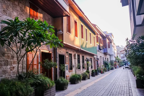 Rumah Rumah Distirict Sejarah Antalya Kaleici Turki Jalan Jalan Benteng — Stok Foto
