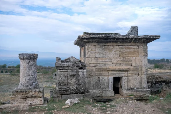 Roman Gladiator Tombs Found Ancient City Ruins Hierapolis Pamukkale Denizli — Stock Photo, Image