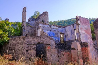 Hayalet kasaba Kayakoy. Terk edilmiş Yunan köyü Kayakoy, Fethiye, Türkiye. 