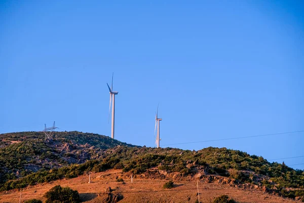 Windmolens Voor Elektrische Energie Energieproductie Met Schone Hernieuwbare Energie Schone — Stockfoto