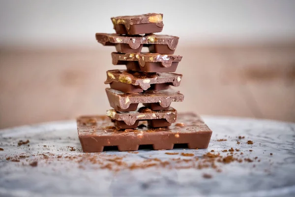 Chocolate Pieces Hot Pistachio White Background Organic Snacks — Stock Photo, Image