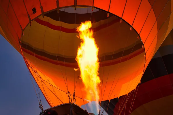 Ballon Air Chaud Préparant Pour Vol Avec Chaleur Gaz Propane — Photo