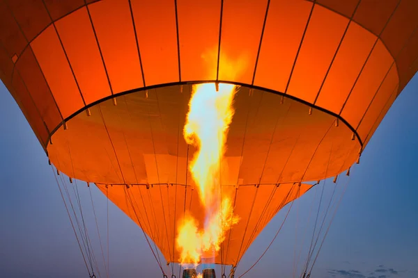 Ballon Air Chaud Préparant Pour Vol Avec Chaleur Gaz Propane — Photo