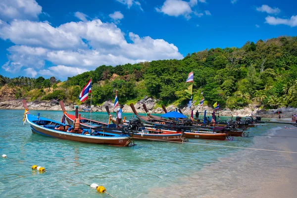 Fischerboote Freedom Beach Auf Der Insel Phuket Thailand Schöne Landschaft — Stockfoto