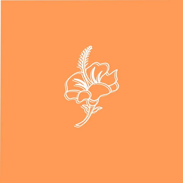 Roztomilý Ibiškový Květ Ikona Oranžovém Pozadí — Stockový vektor