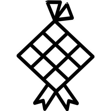 Beyaz arkaplanda siyah ketupat simgesi tasarımı. Vektör çizimi. Müslümanların bayramı için, Kurban Bayramı için ketuplu börek hazır. Ramazan Kareem.