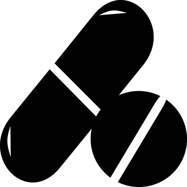 Піктограма Медичних Чорних Таблеток Ізольована Білому Тлі Медицина Аптека Лікарня — стоковий вектор